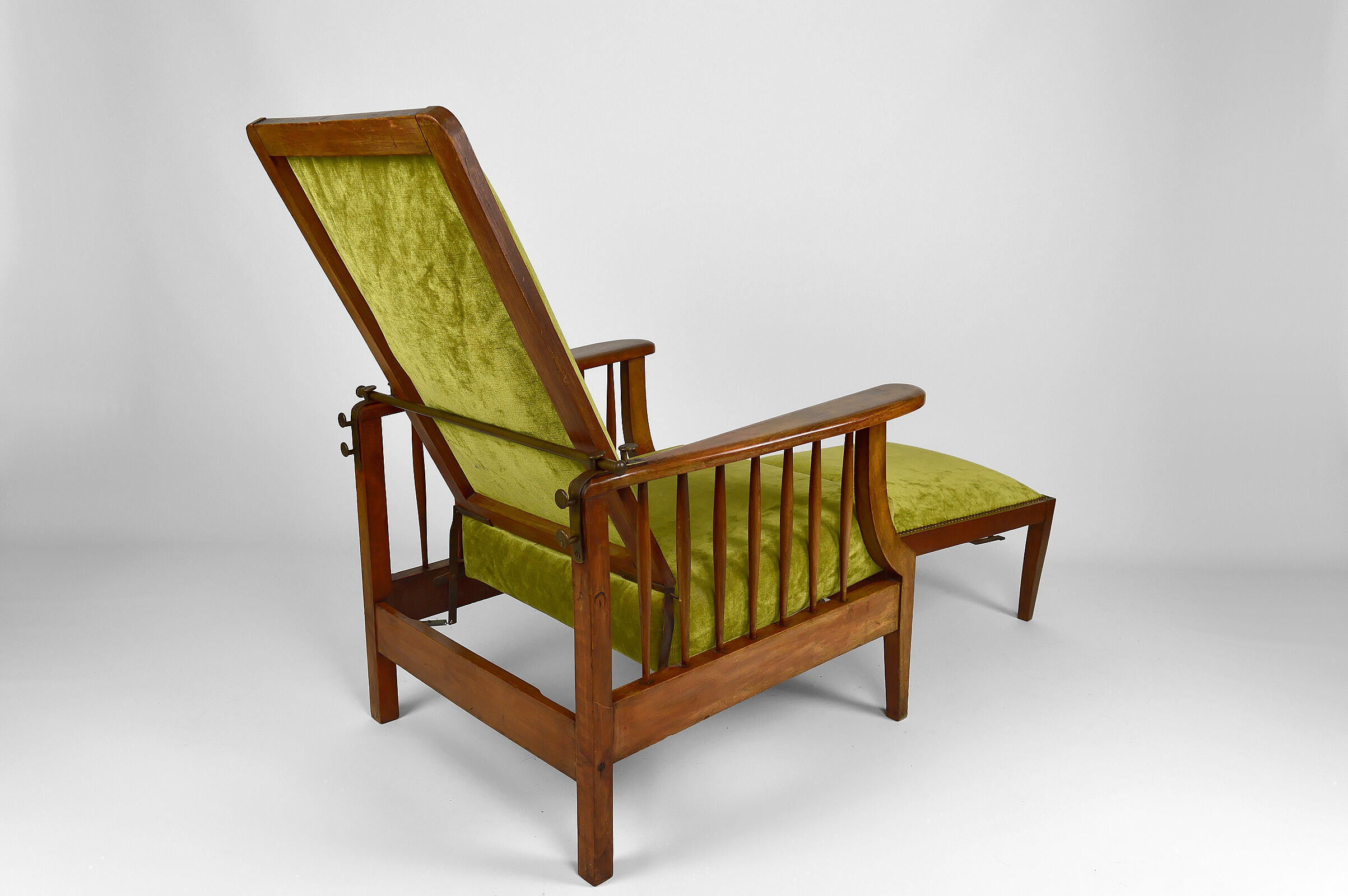 Morris armchair in beech and green velvet, United Kingdom, circa 1900