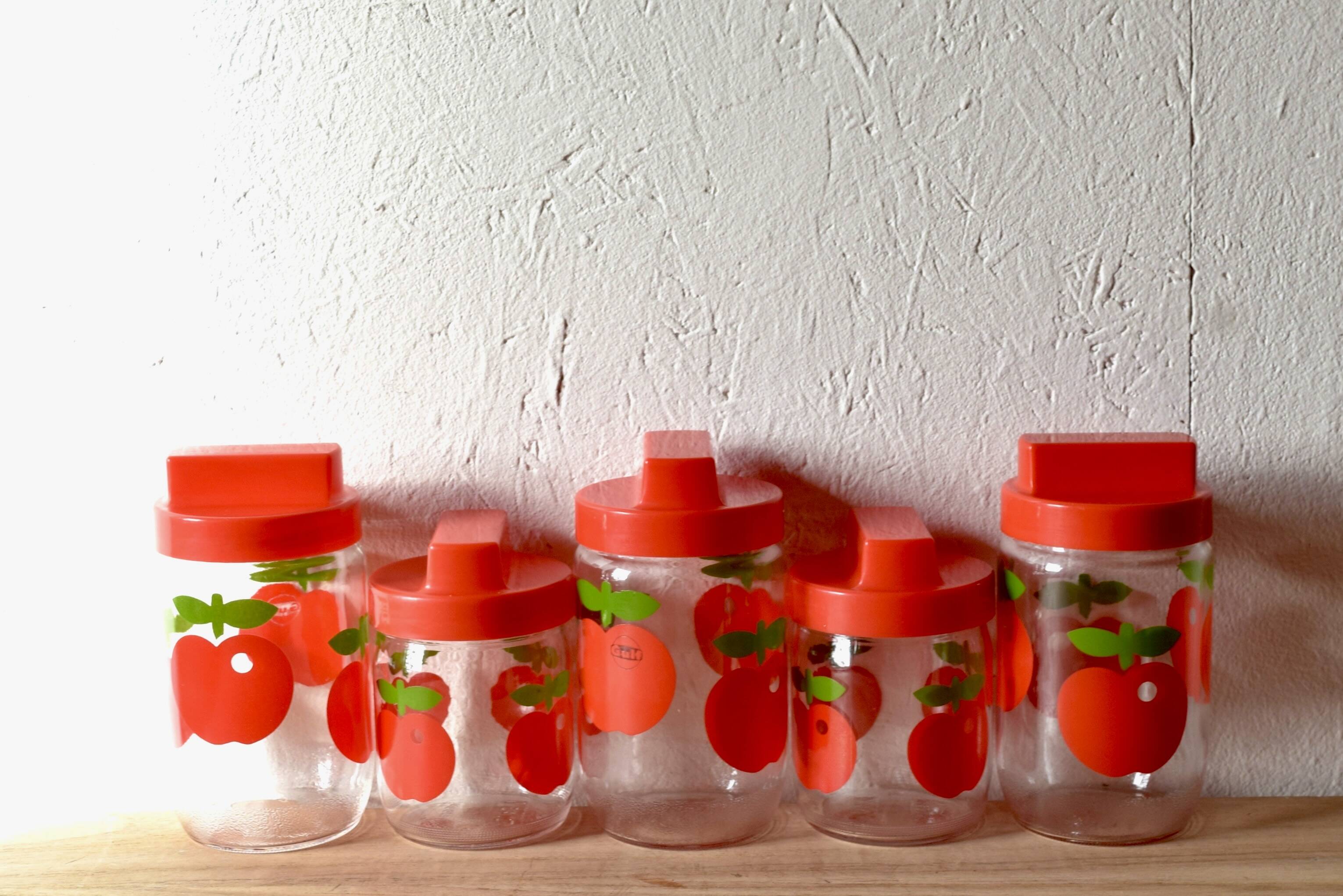 Set of 5 vintage Henkel Pommes pots - advertising edition for Gulf