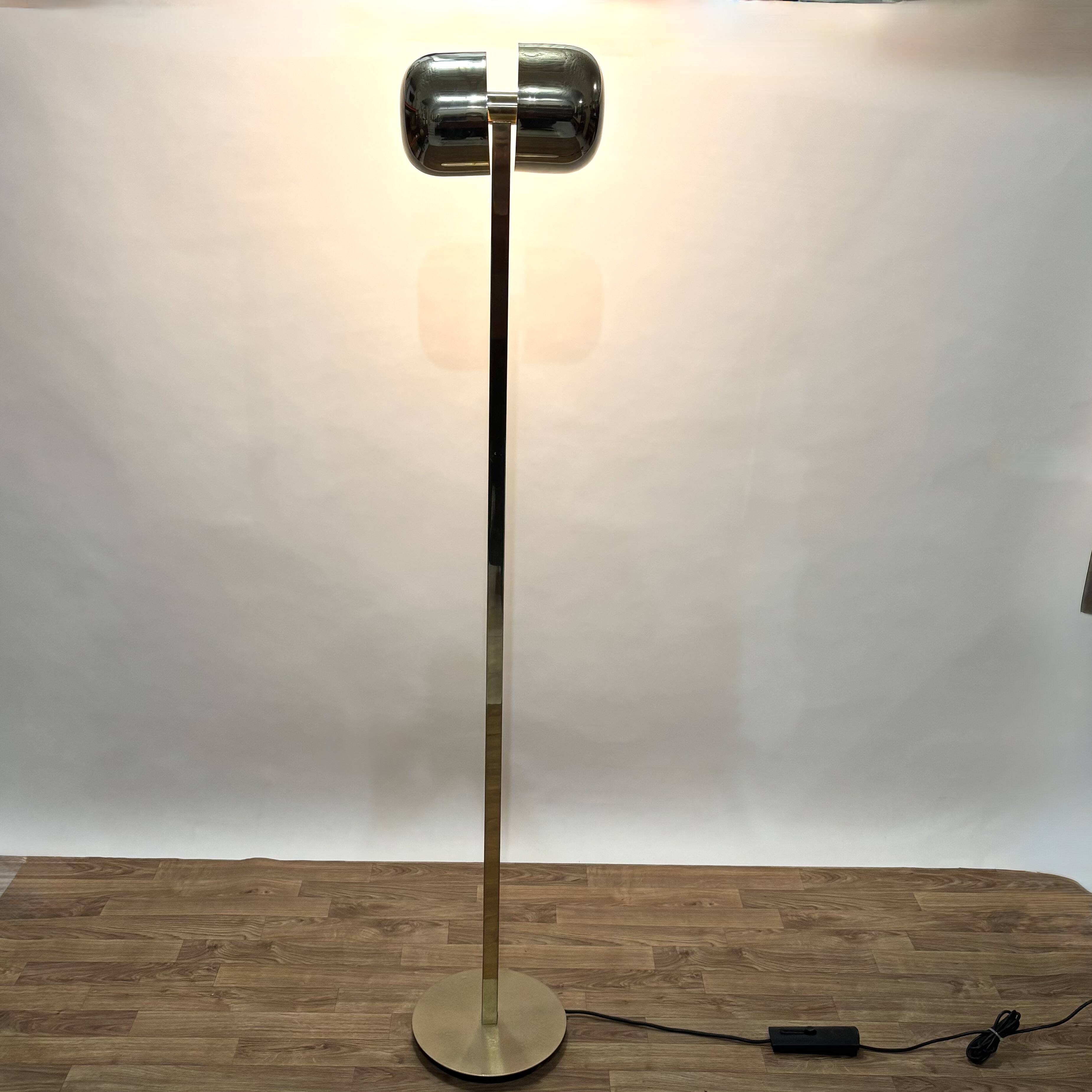 1980s golden metal floor lamp