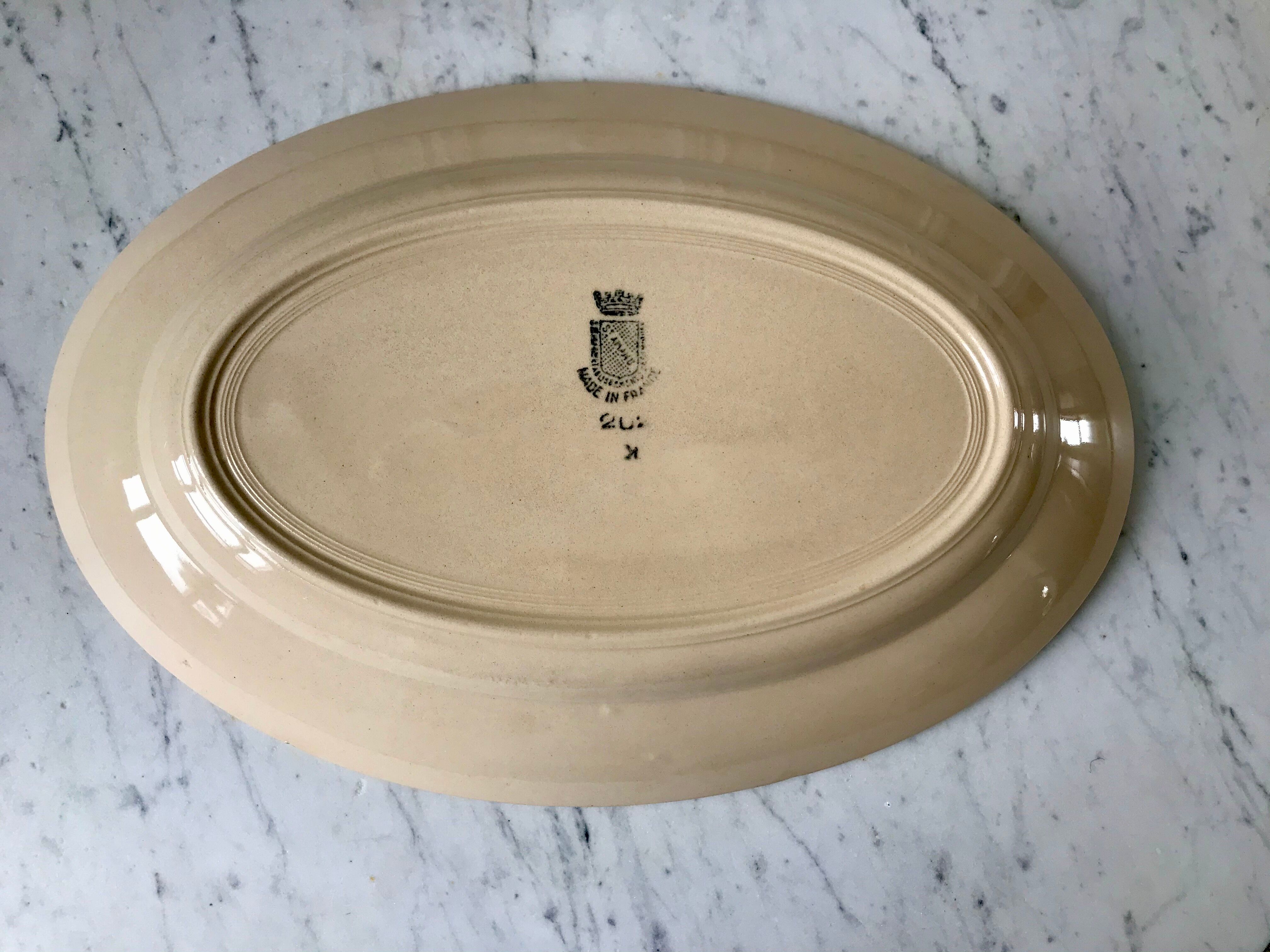 oval dish blue flowers Saint-Amand 30s-40s