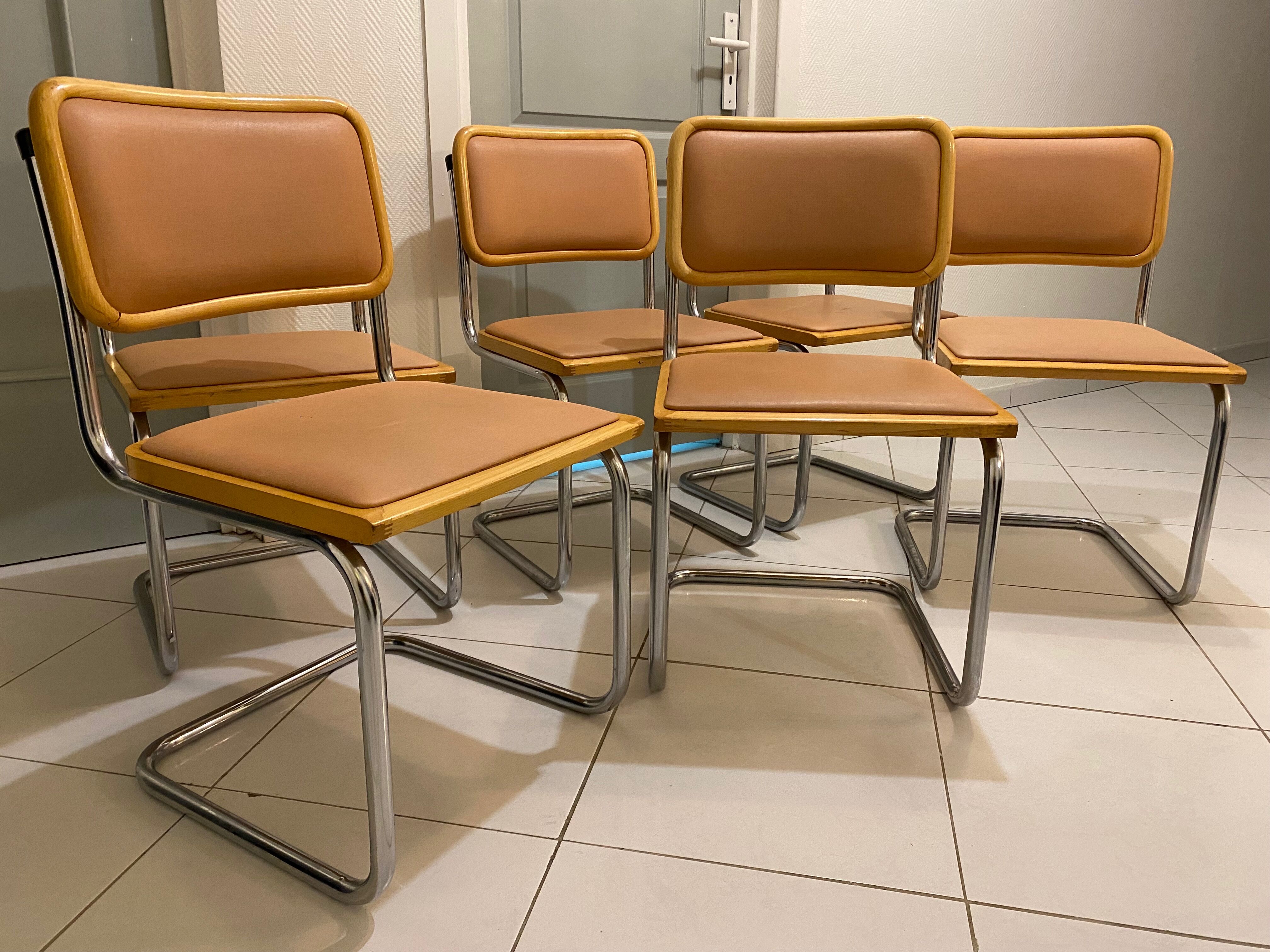 set of 6 chairs by Marcel Breuer Cesca B32 skaï 1960