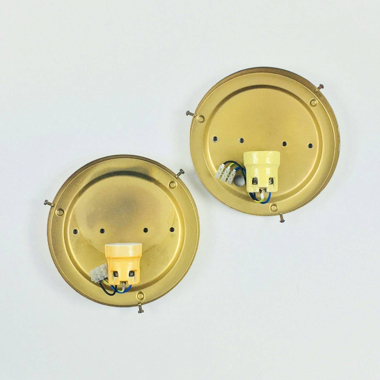 Mid-Century Amber Bubble Glass Wall Lights by H.Tynell for Limburg, 1970s