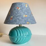Lampe boule en céramique bleue vintage