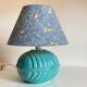 Lampe boule en céramique bleue vintage