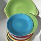 Set of 9 Salins dessert plates with multicolored earthenware cake dish