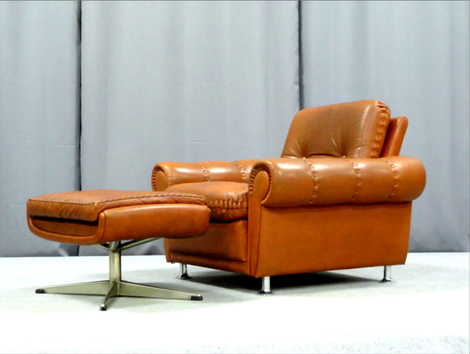 Armchair - Ottoman leather 1960