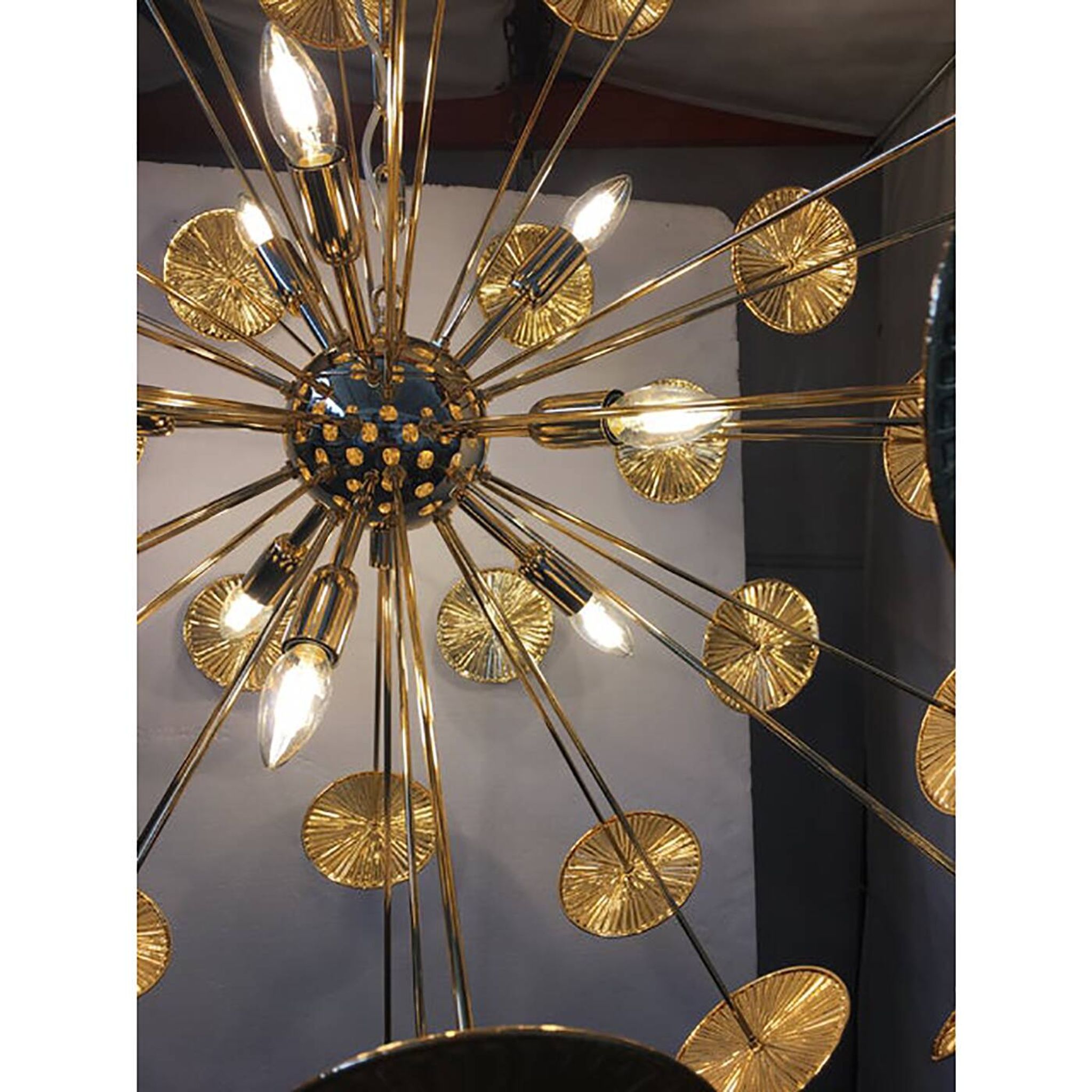 Handmade Hammered Sputnik Chandelier in Gold