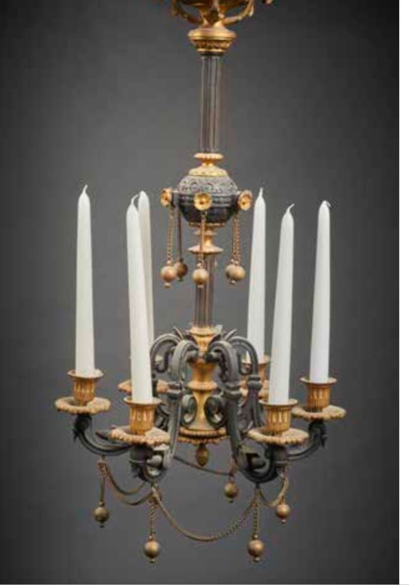 Chandelier in gilded bronze and patinated 19th century