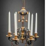 Chandelier in gilded bronze and patinated 19th century