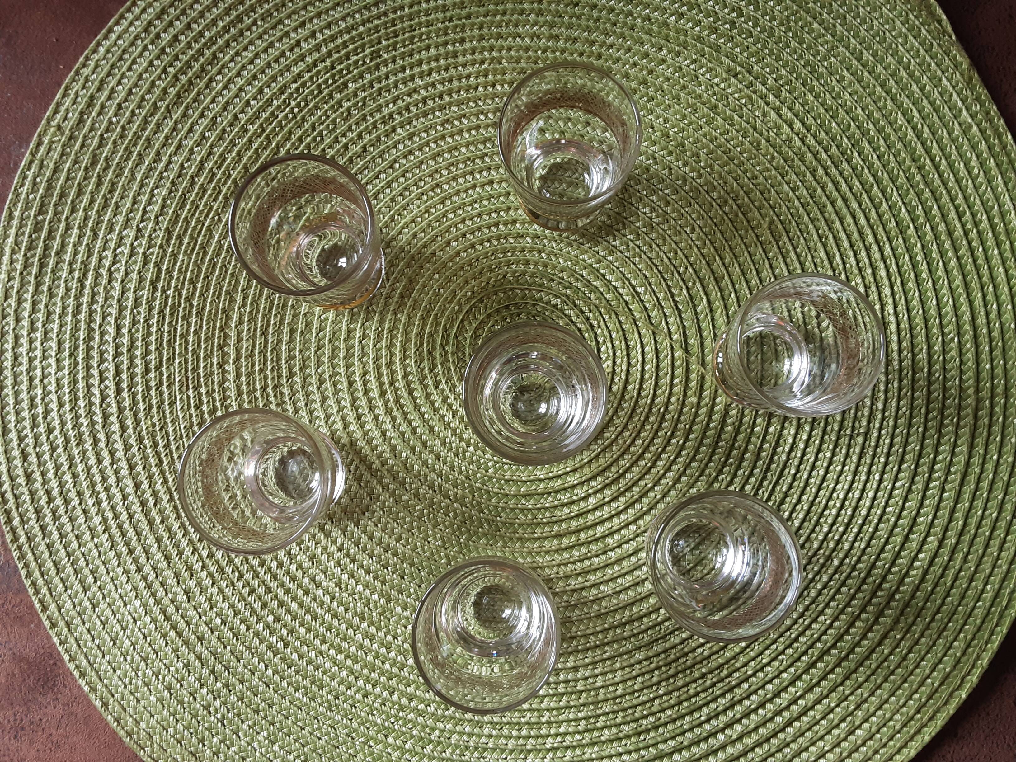 Set of 7 digestive glasses. Crystal