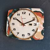 Vintage rectangular silent wall clock "Bayard terracotta green"