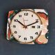 Vintage rectangular silent wall clock "Bayard terracotta green"
