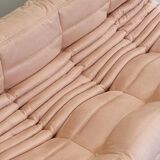 Baby Pink Alcantara 3-Seater Togo by Michel Ducaroy