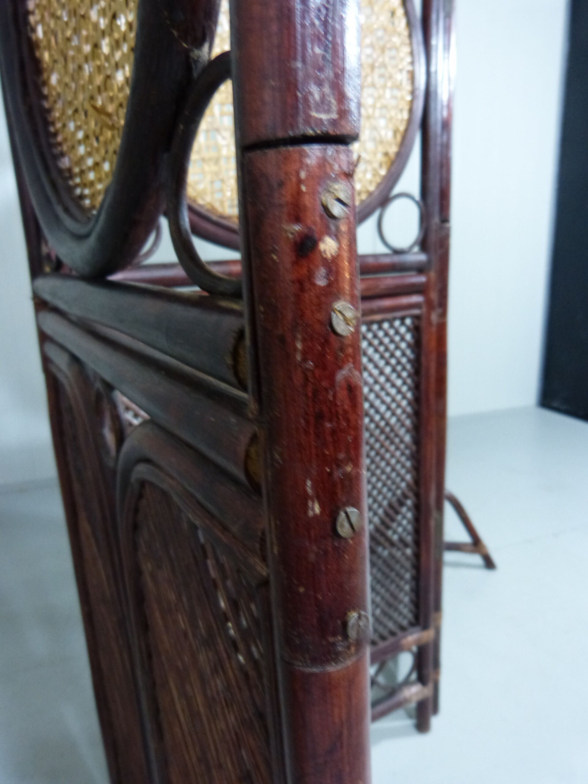Rattan & wicker folding screen - room divider, 1930’s