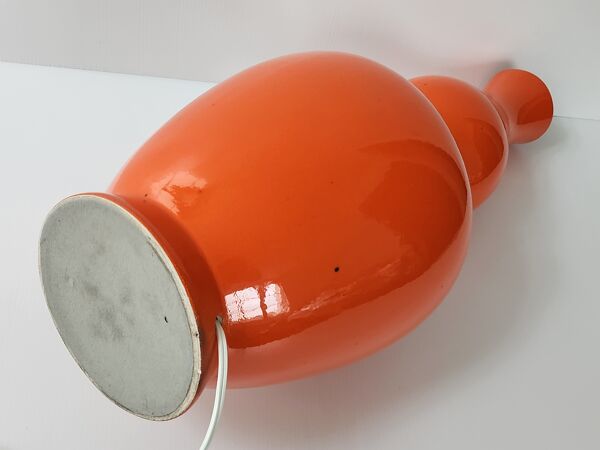 Pied de lampe vintage 1960 céramique orange