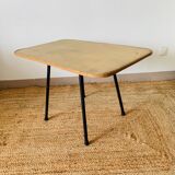 Rattan coffee table black metal base