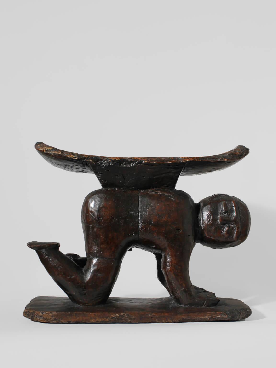 Large African Ashanti Figural Stool
