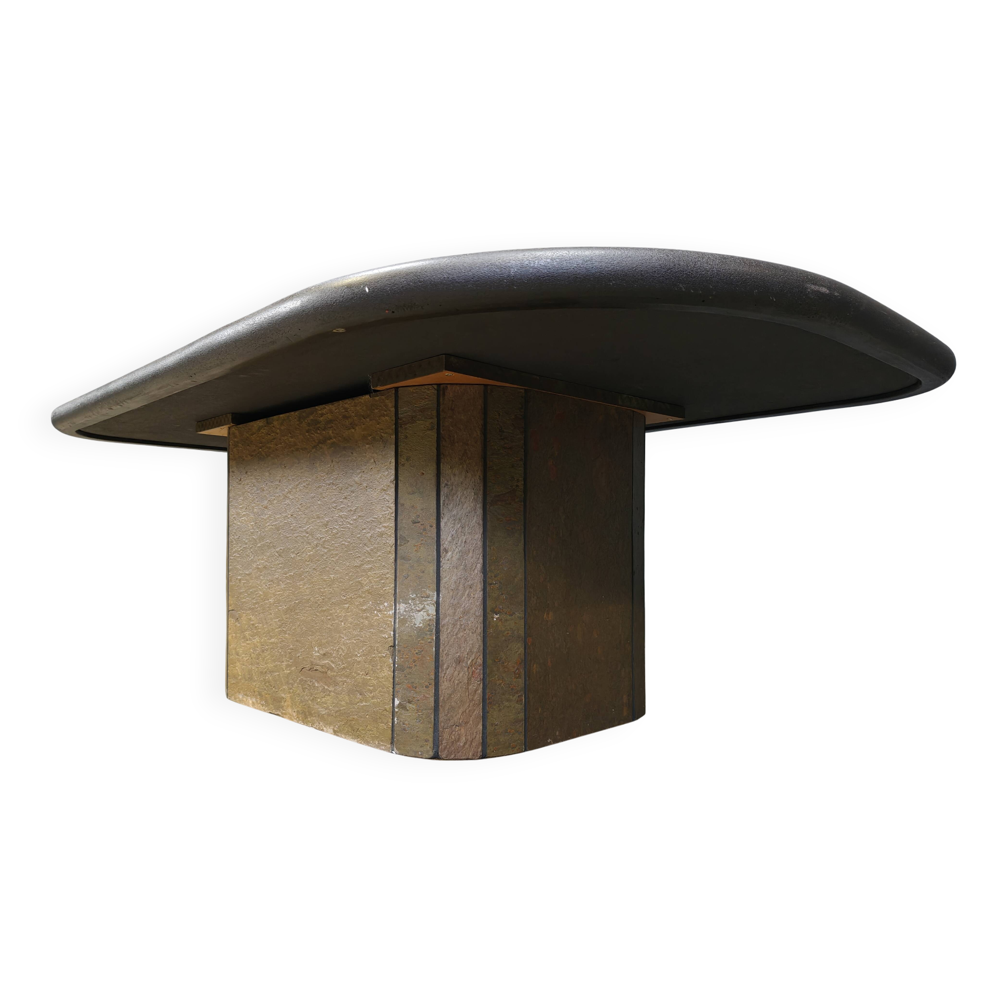 Brutalist slate stone coffee table, 1980s