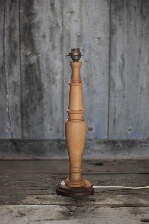 Grande lampe bois, pied de lampe bois vintage, lampe à poser, lampe de salo