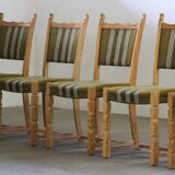 Vintage 1960s, brutalist Danish modern oak dining chairs by Henning Kjærnulf