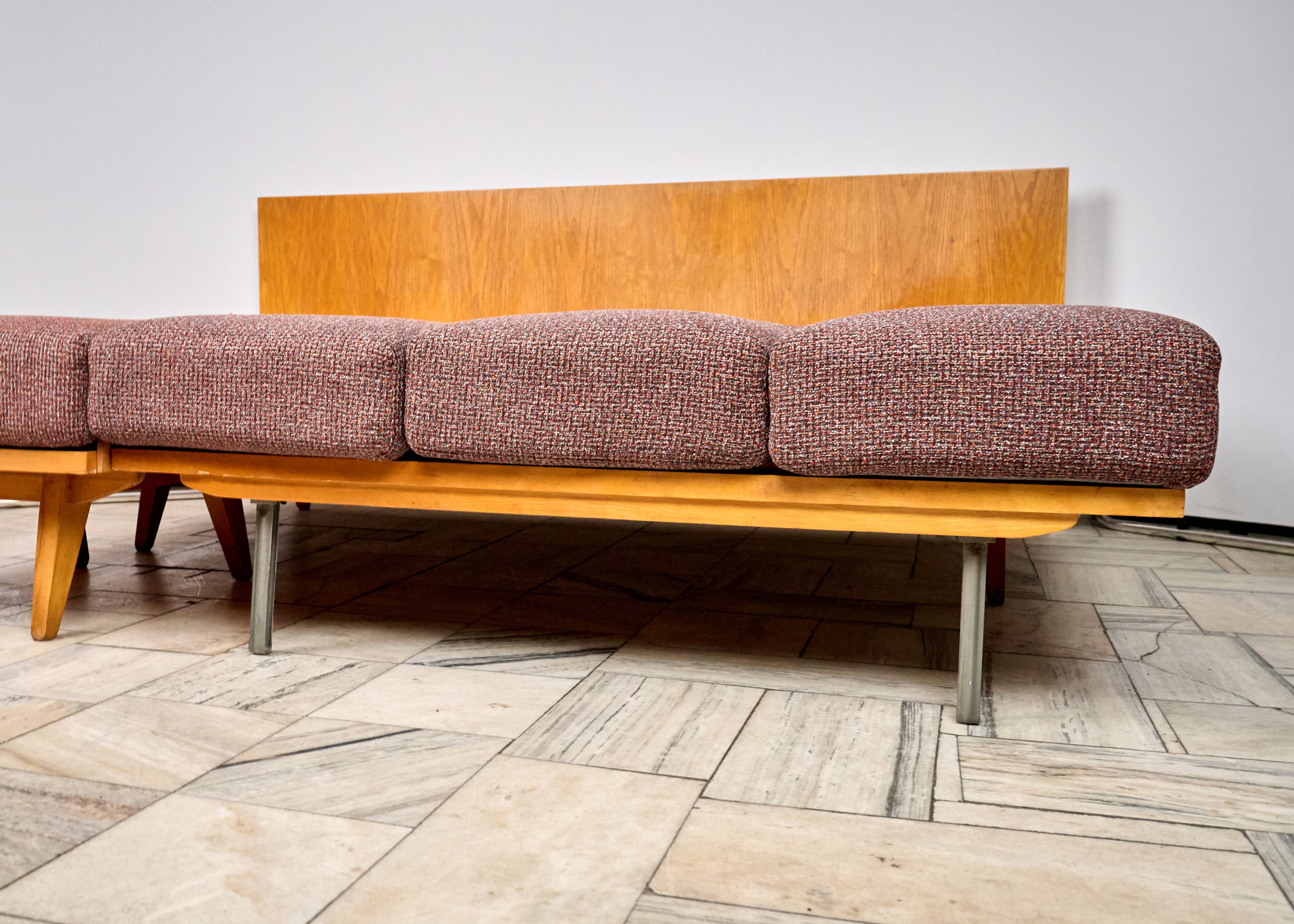 Vintage Modular Corner Sofa Bed with Ottoman, 1960s, Czechoslovakia