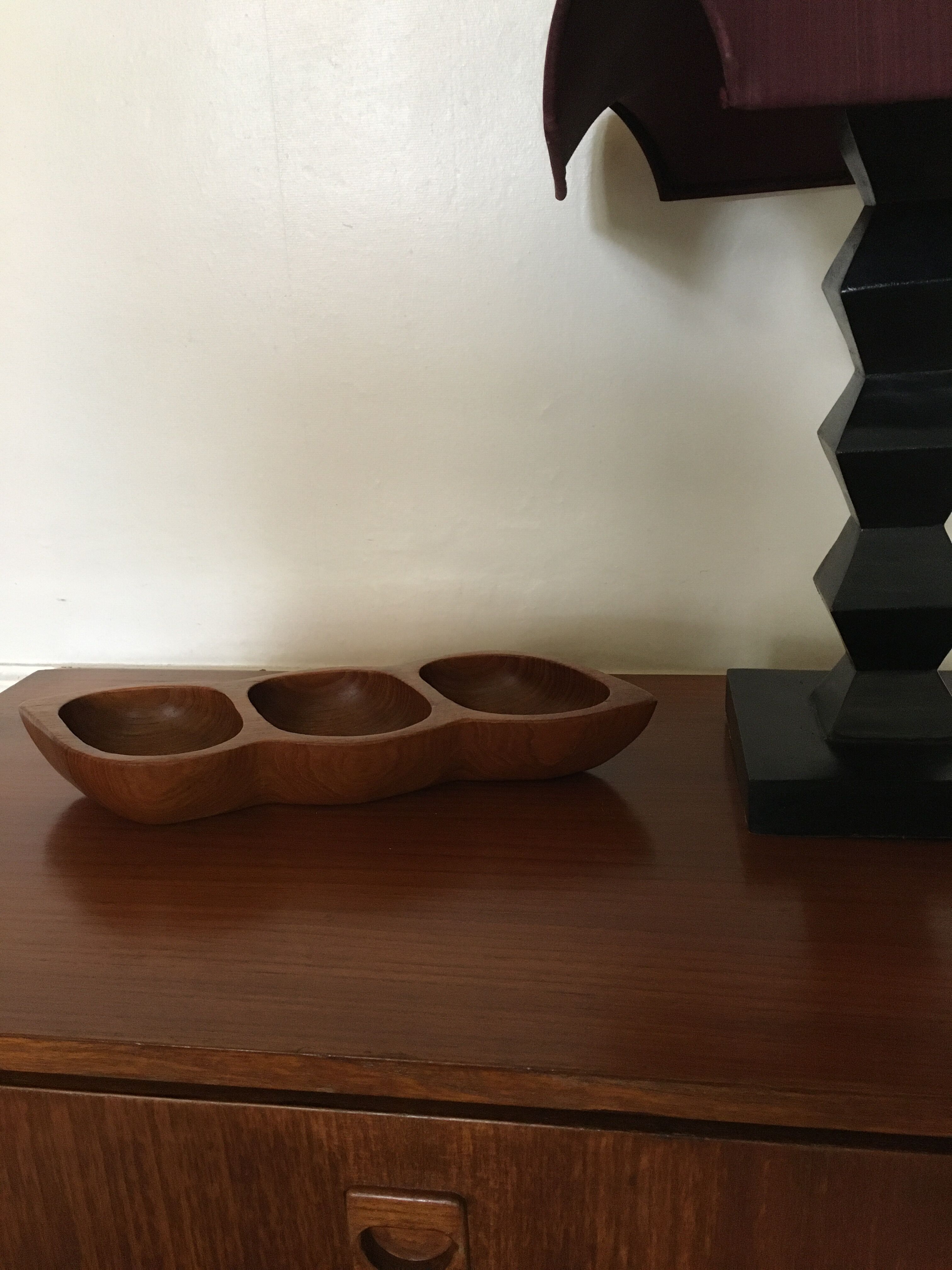 Teak dish 3 compartments