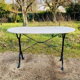 Godin bistro table in white marble and cast iron base made in france