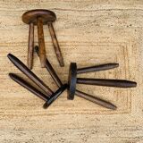 Suite of 3 mismatched tripod stools