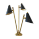 Italian lamp with three brass heads, 1950s design.