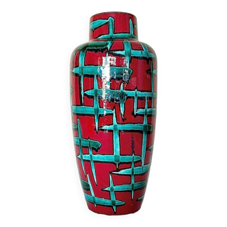 Vintage West-Germany vase by Scheurich with handpainted Bamboo decor