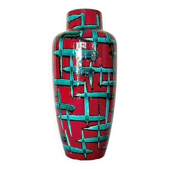 Vase vintage d’Allemagne de l’Ouest par Scheurich avec décor en bambou peint à la main