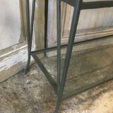 Pair of wrought iron and glass bookcase shelves