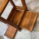 Occasional table in cherry wood, 1 drawer, 1 cane shelf, 1950.