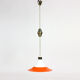 Midcentury ceiling pull down light in white opaine & brass, Czechoslovakia 1960s