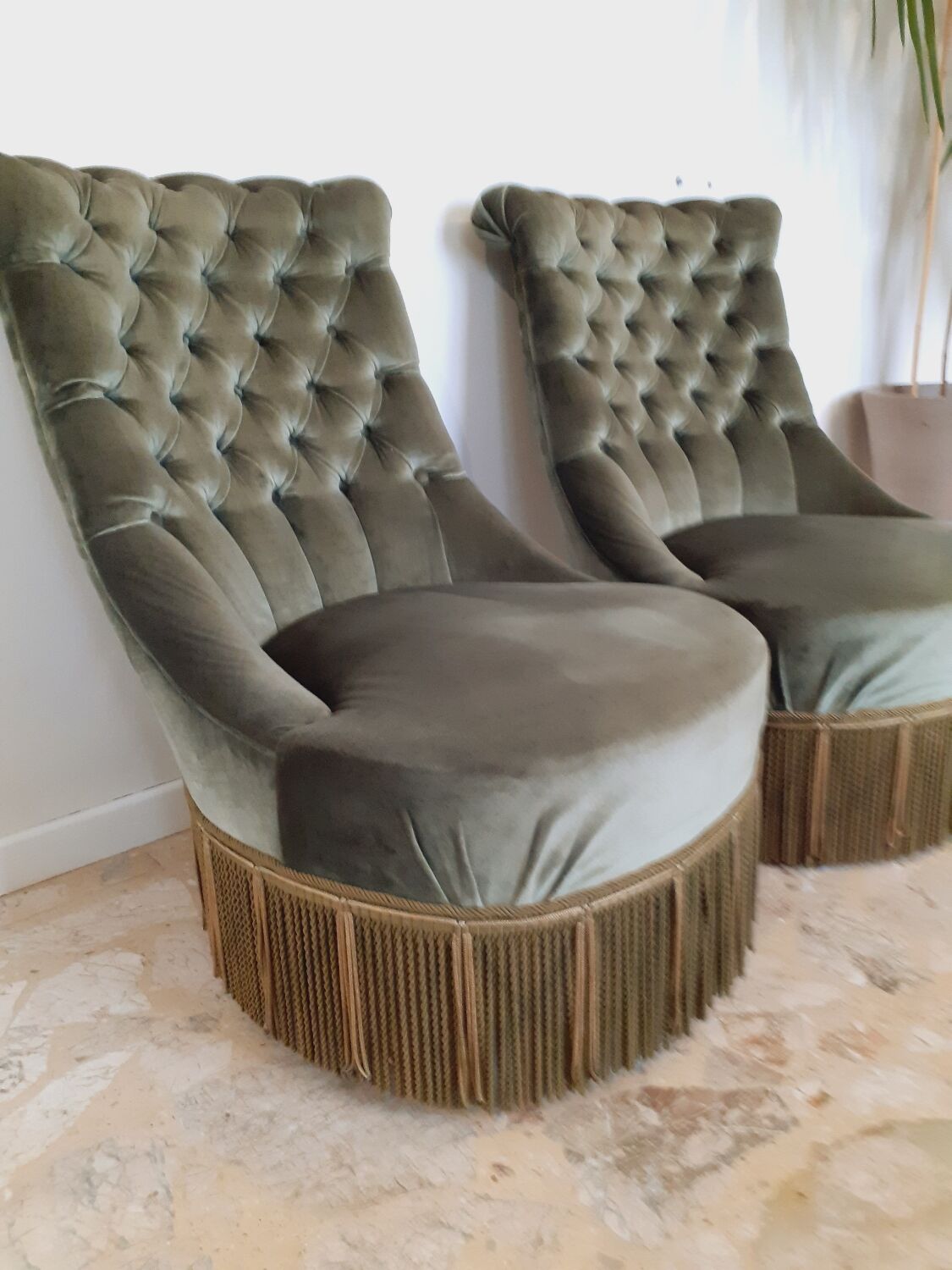 Pair of toad armchairs