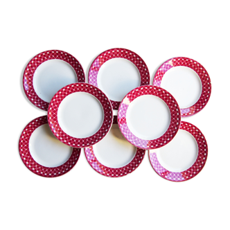 Huit assiettes à dessert Sarreguemines