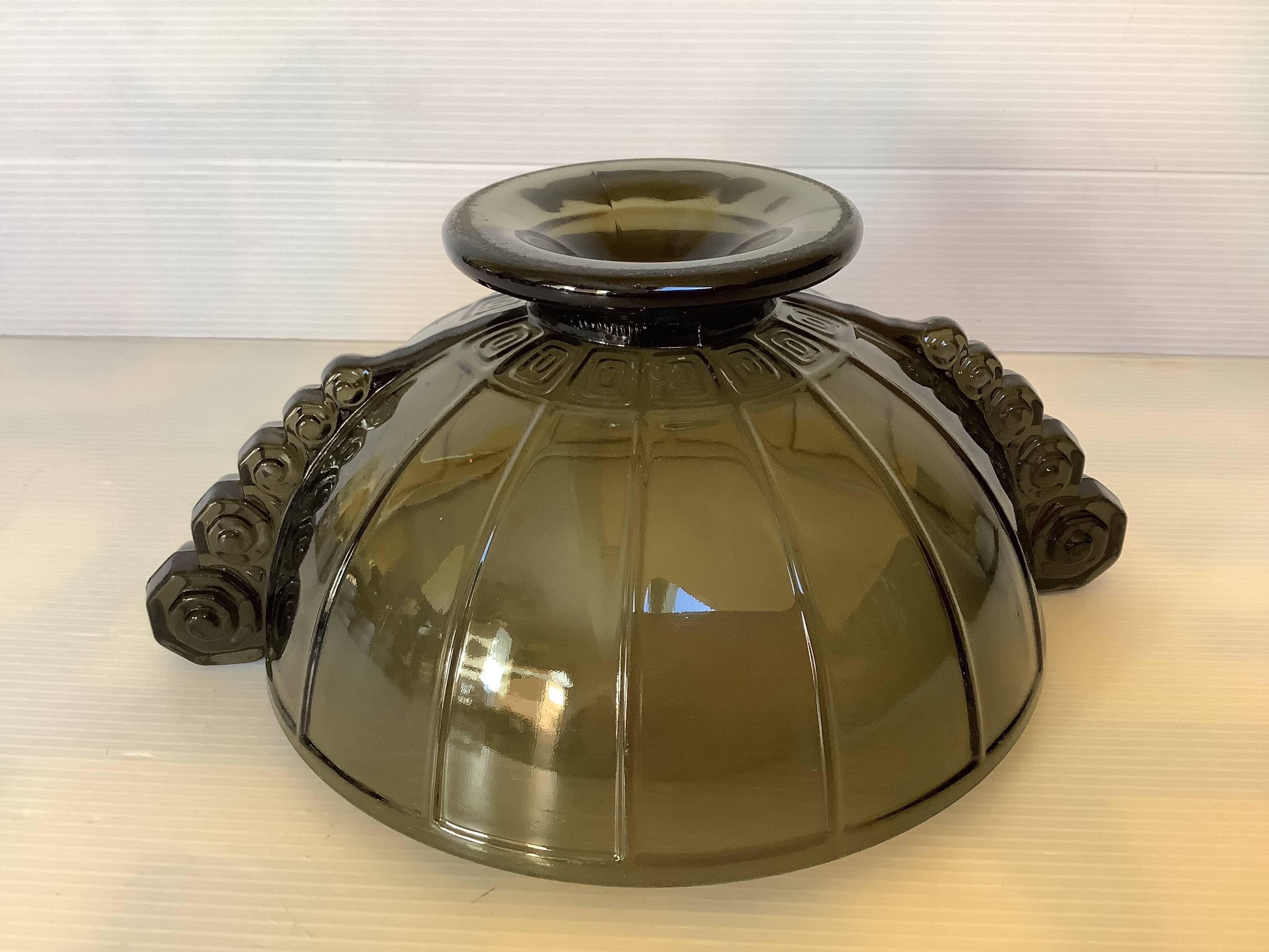 Geometric cup pressed molded glass art deco