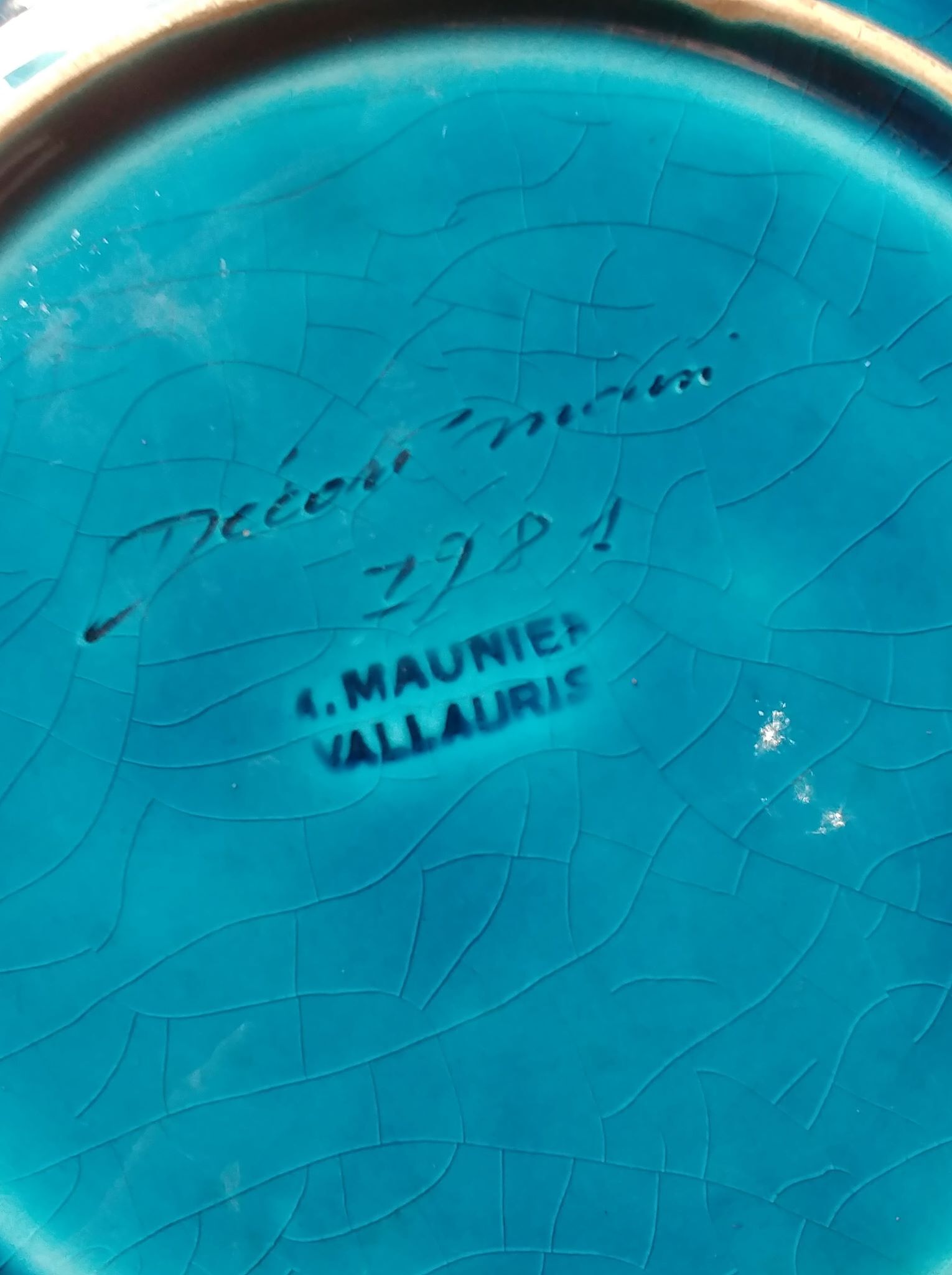 Vintage ceramic plate Vallauris by Alain Maunier