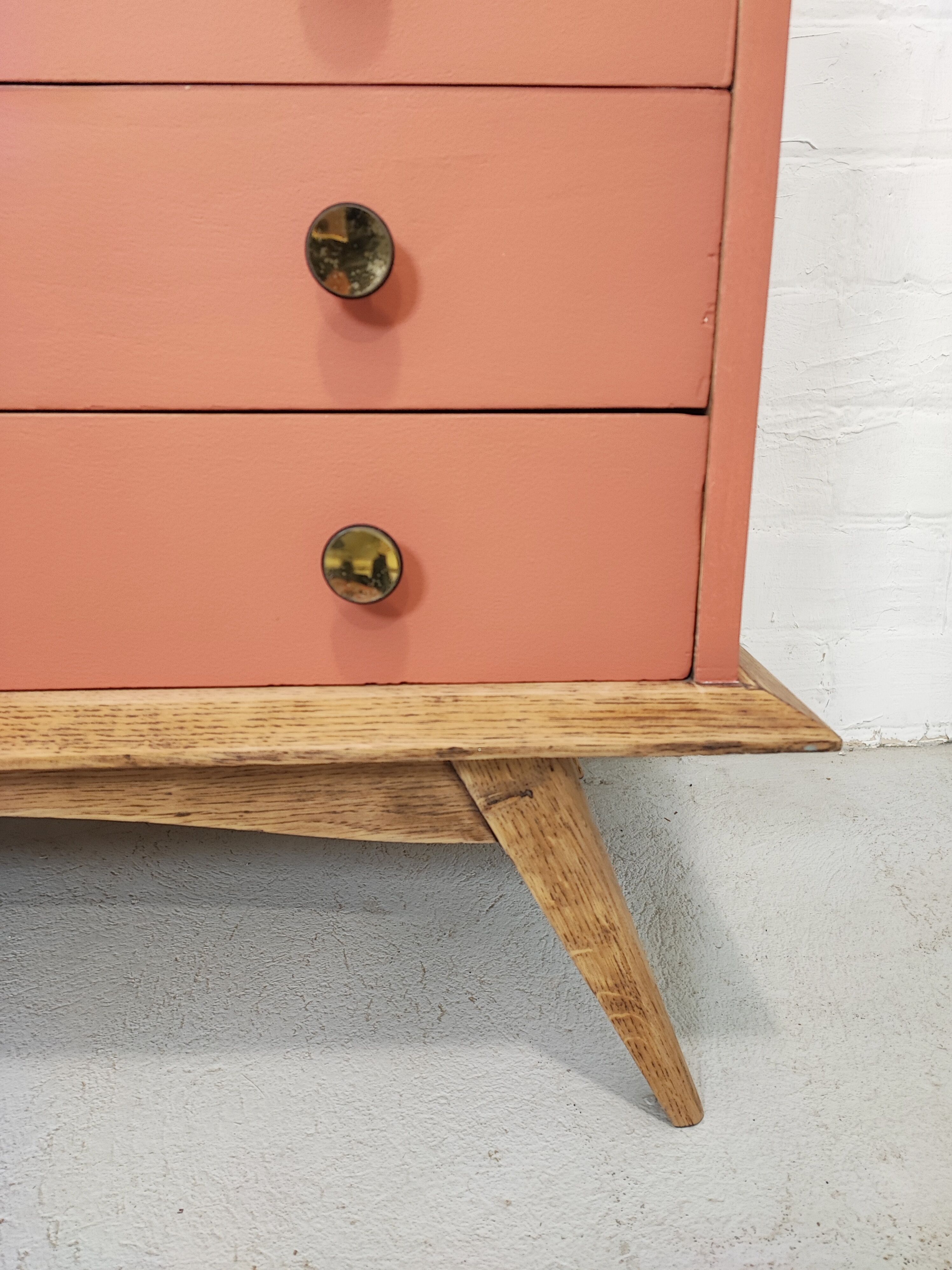 Vintage terracotta legs compass chest of drawers