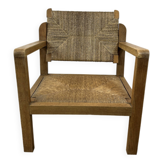 Brutalist armchair in oak 1950s