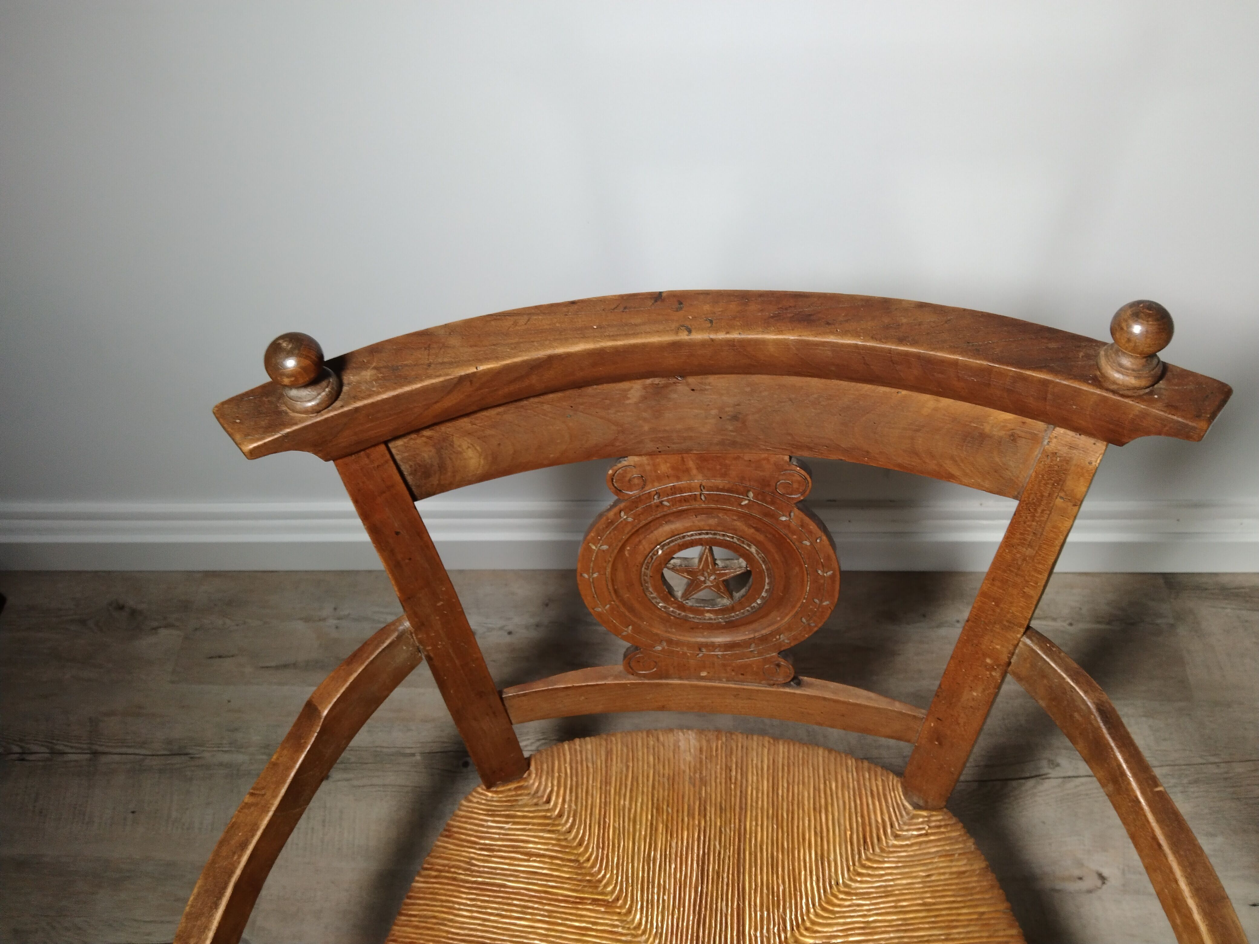 Straw armchair folk art.