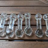 Ensemble de 6 anciens porte-couteaux en verre ou cristal à pointes de diamant
