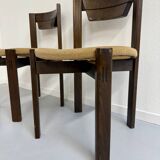Set of 4 Girsberger Scandinavian style chairs from the 80s, vintage wood