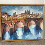Signed village landscape