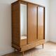 Vintage 1950s wardrobe in wood veneer.