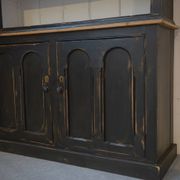 Buffet deux corps patine noire intérieur blanc 1950's