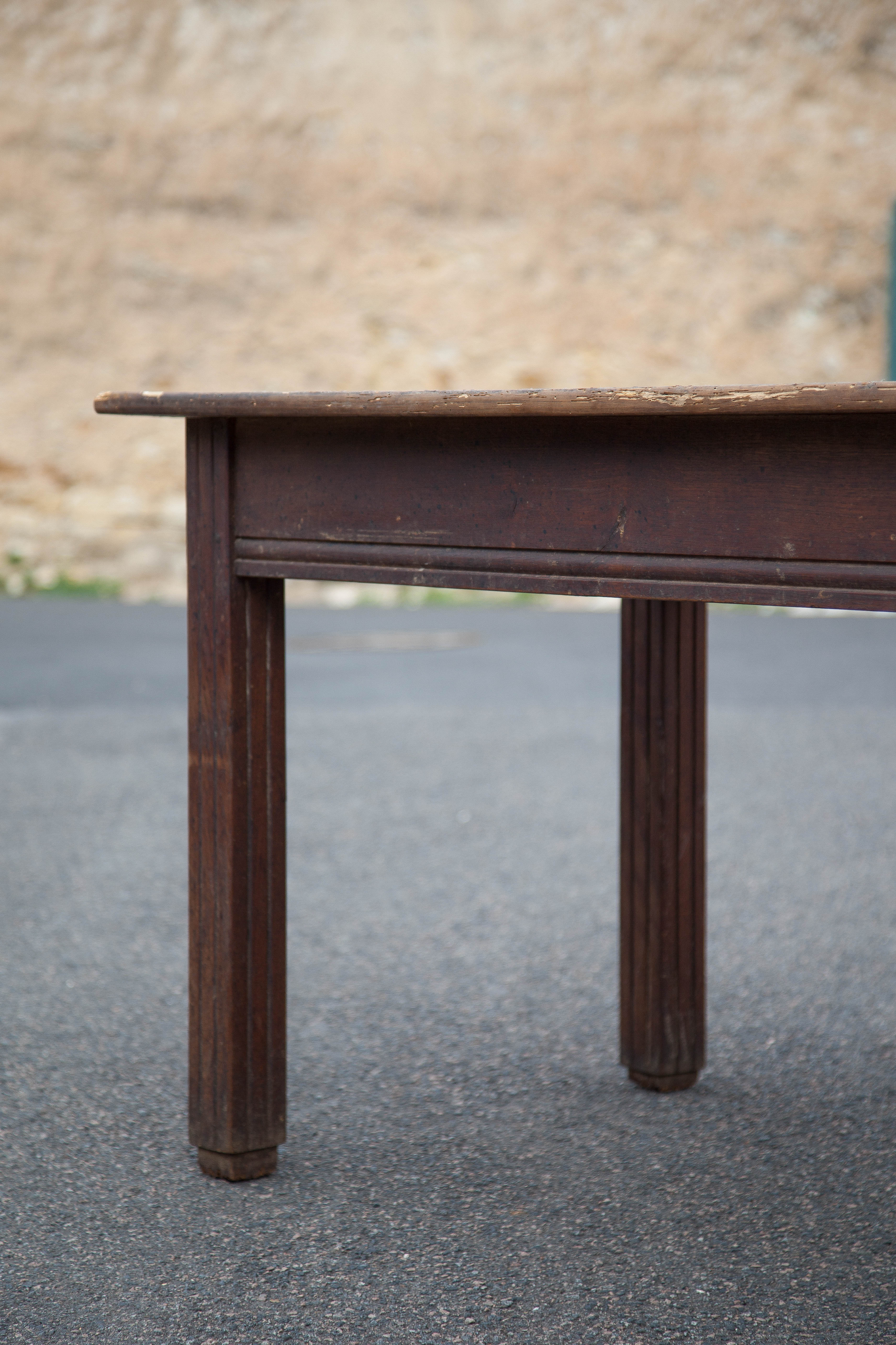 Antique farmhouse table, antique wood dining table, large table with 1 drawer