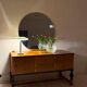 "Tris" glass table lamp by Fontana Arte from the Space Age with a chrome base, Italy, circa 2000.