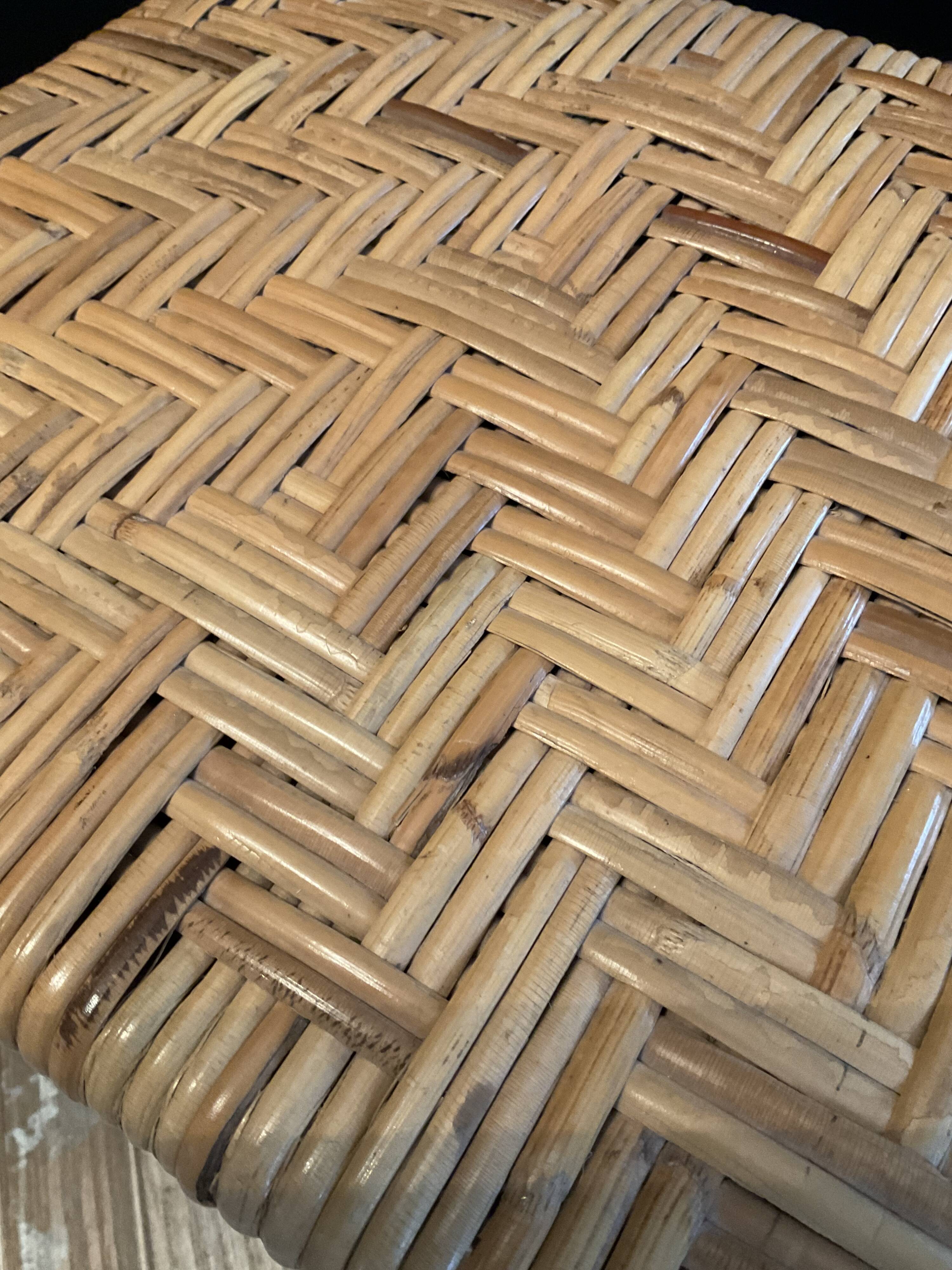 Paire de chaises enfant vintage en bois et rotin