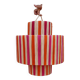 Natural orange pink striped raffia pendant light